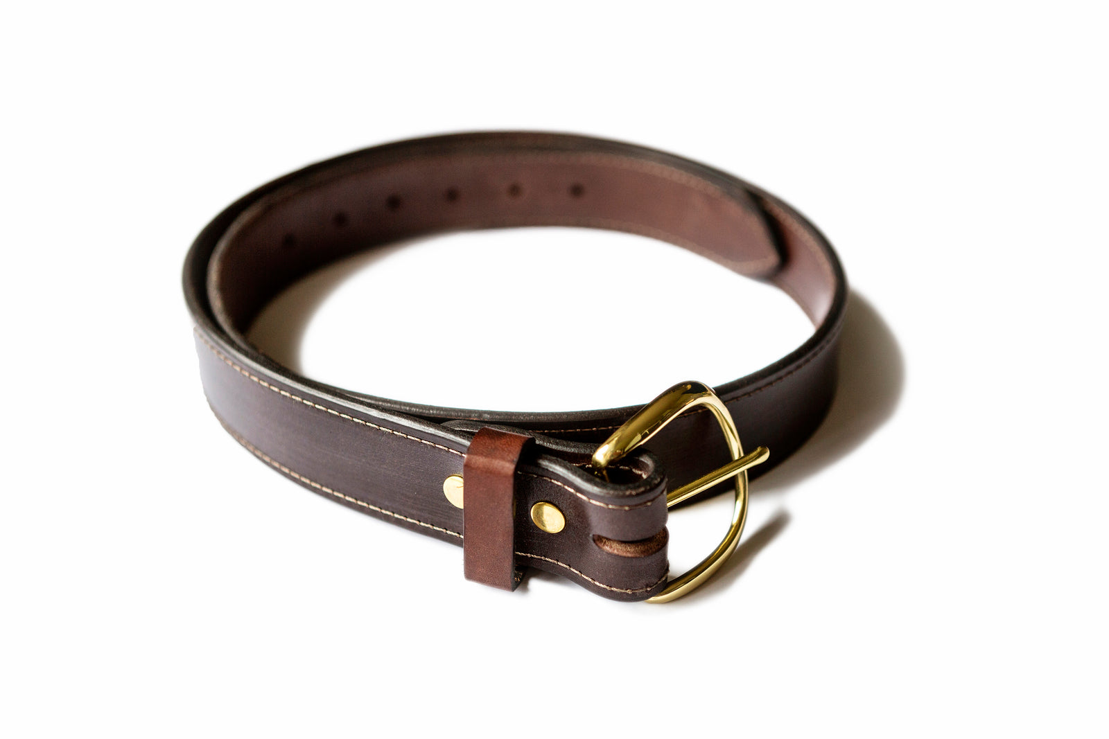 Artículo n.º 16: cinturón de cuero inglés cosido para novia de 1,50 pulgadas con hebilla de cinturón de latón macizo